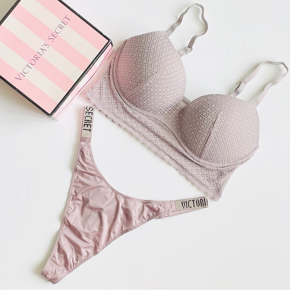 34D XL Victoria’s Secret mauve gray bra set